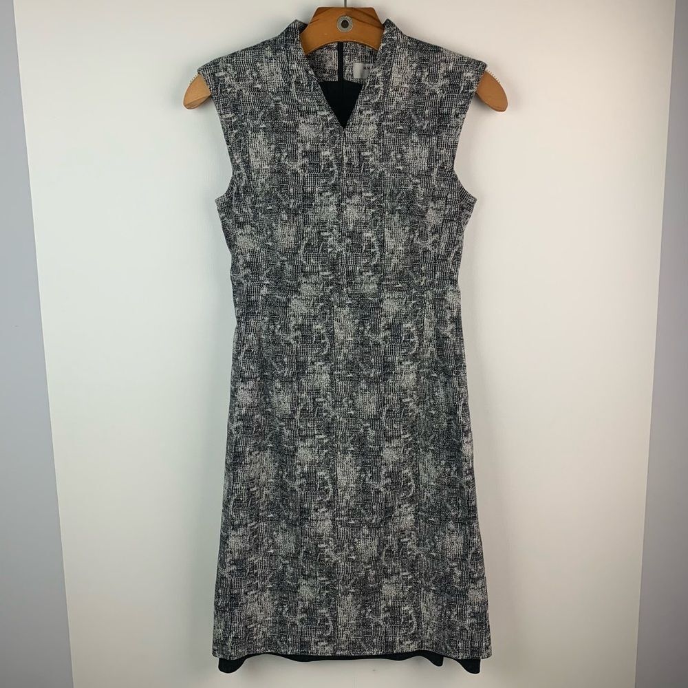 MM Lafleur Aditi Black White Crackle Cotton Blend Sheath Dress Size US 0